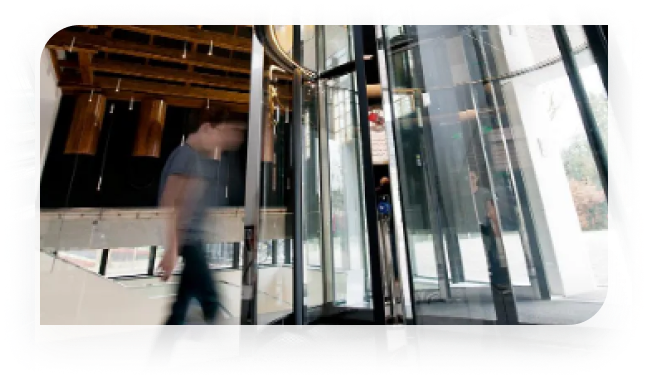 Image showing revolving doors with integrated security solutions.