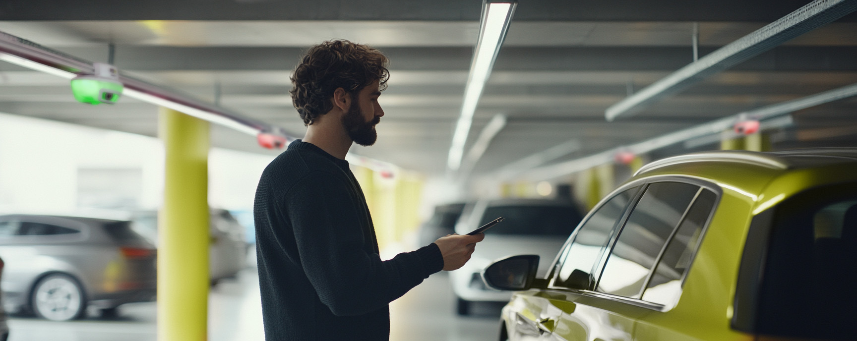 Mounted above the driving lane, the LED on the bottom of the M5 changes from green unoccupied to red occupied when a vehicle parks in a parking garage