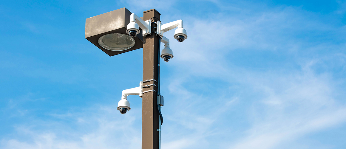 The S2 Outdoor Solution, high above, monitoring space availability on rooftops and in surface lots.