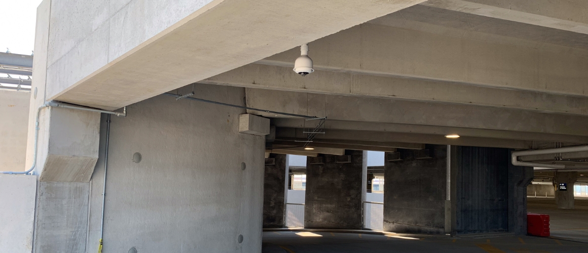 A ceiling mounted C5 smart sensor solution to count bidirectional traffic in this parking garage.