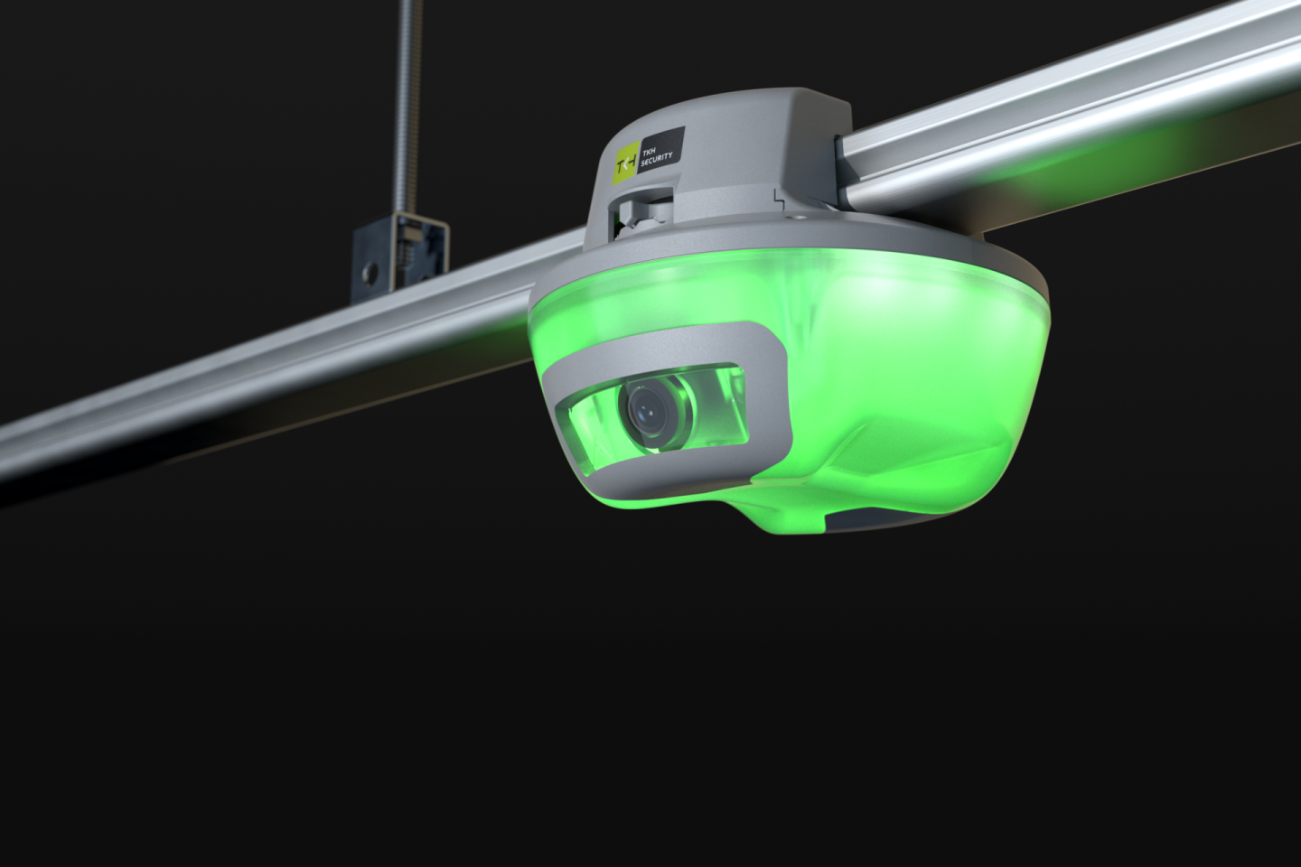 A close up of a Park Assist camera based M5 smart sensor installed in a parking garage