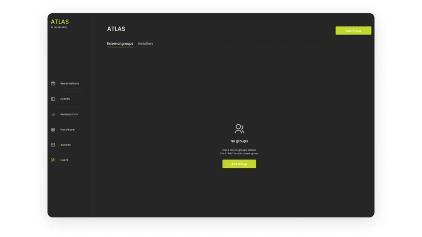 ATLAS web portal interface for adding external users