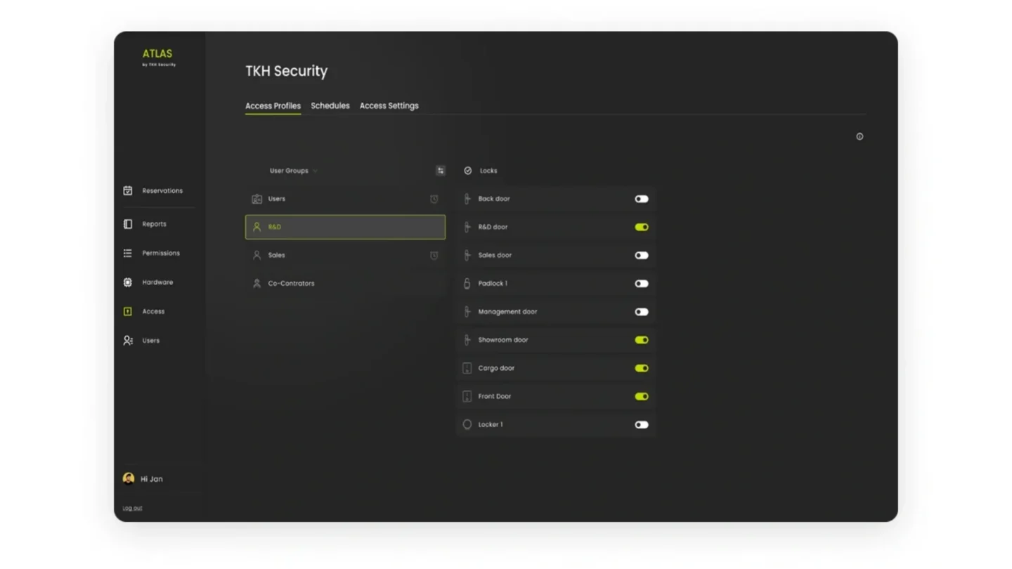 ATLAS interface showing access combination settings