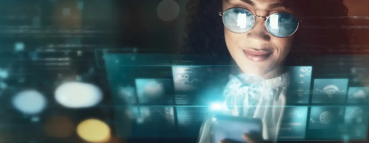 Woman at TKH AI using a phone with ATLAS Access