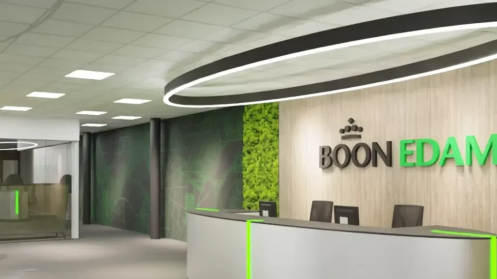 Reception area at Boon Edam office with modern interior and IPROTECT access control system