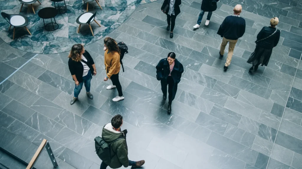 People being monitored in a public space using VDG SENSE 5000-Series cameras