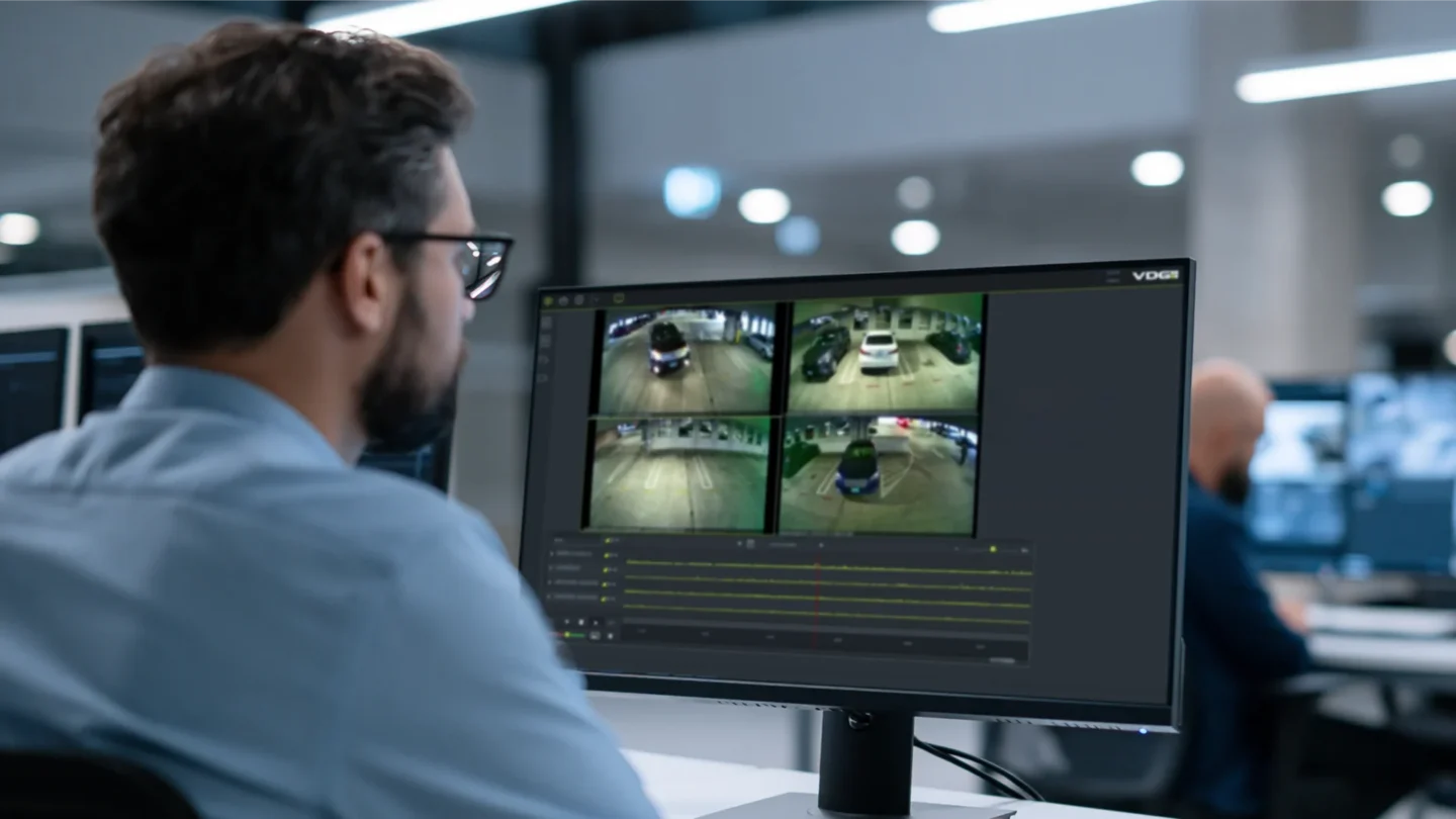 Screenshot of a parking operator monitoring a vehicle leaving a garage using Park Surveillance and AI video analytics