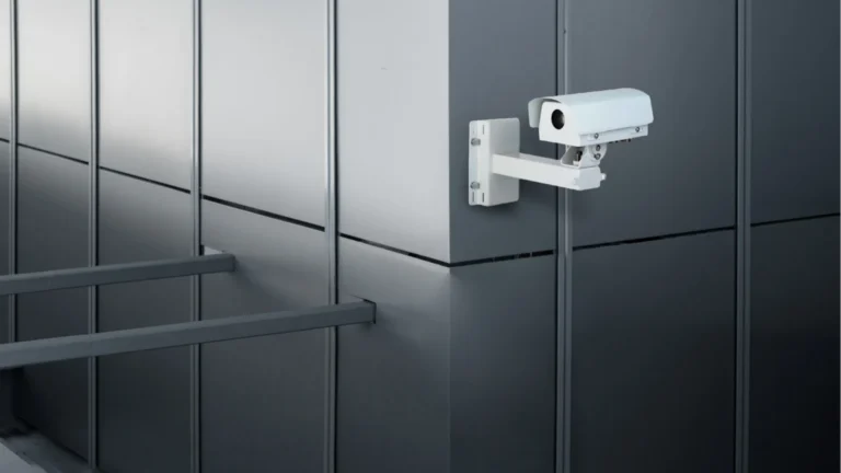 TKH Security surveillance camera mounted on an industrial building facade